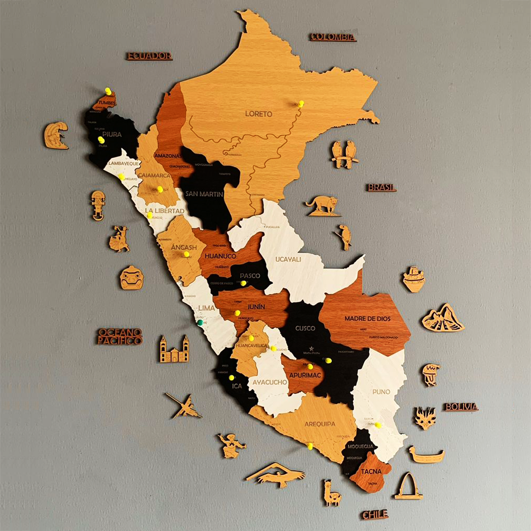 Mapa del Perú de madera